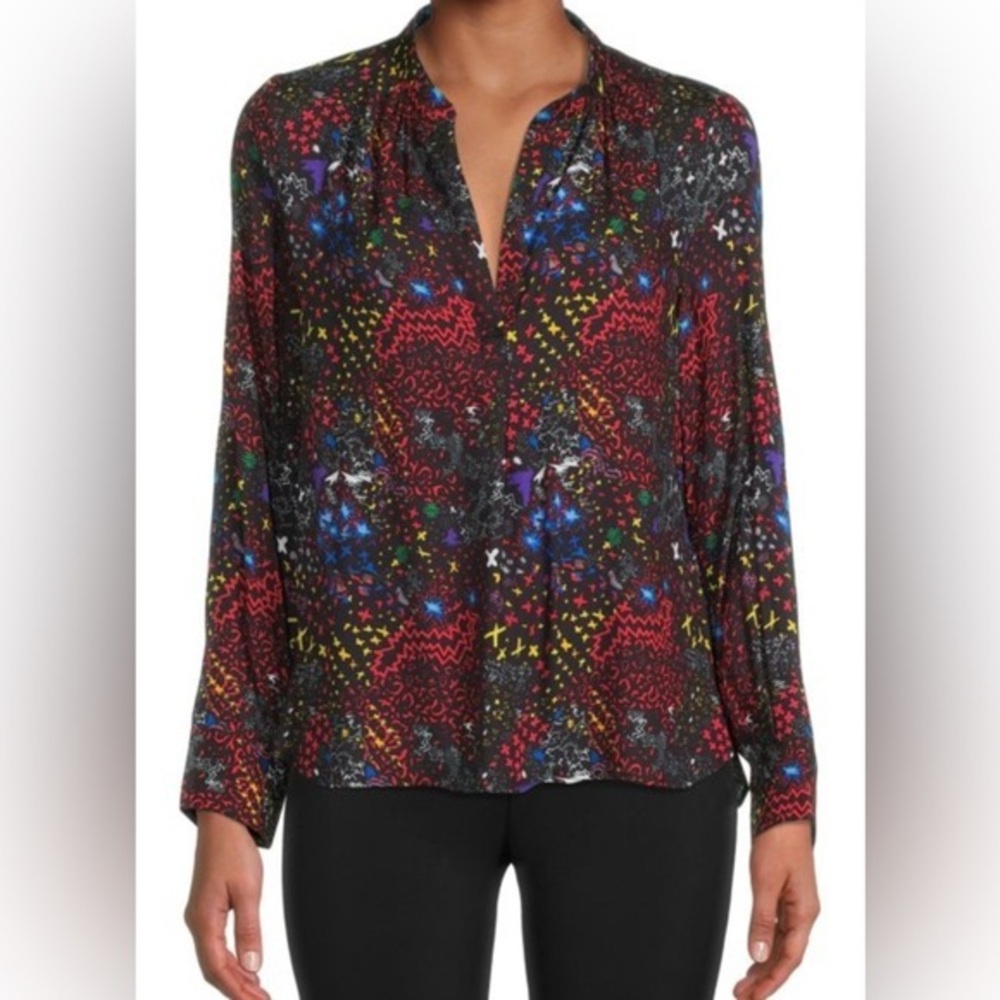 Zadig & Voltaire | glam rock blouse long sleeve pullover artsy boho abstract (s)